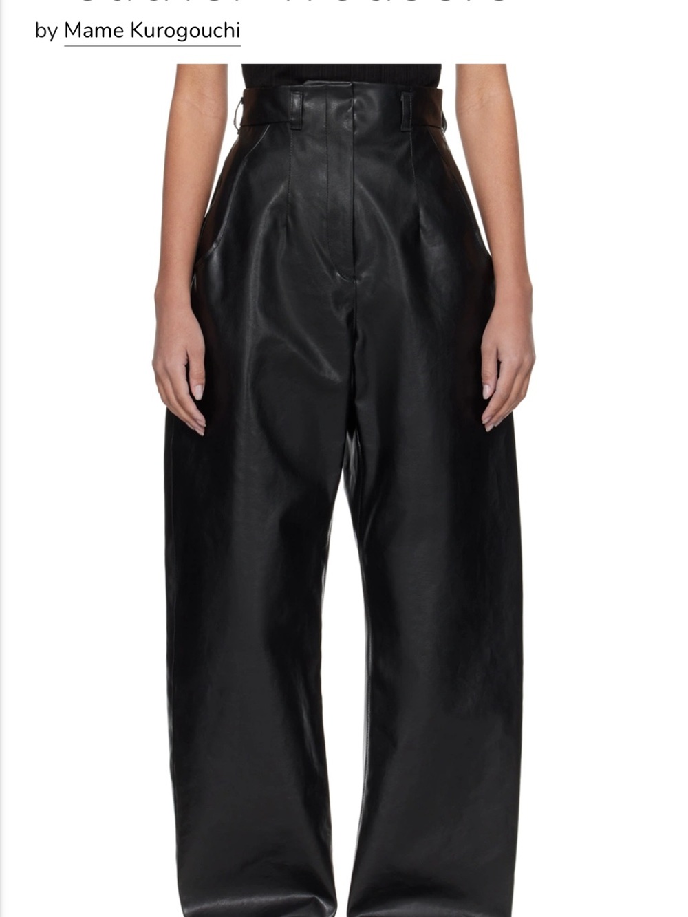 High-Waist Wide-Leg Leather Pants in Black